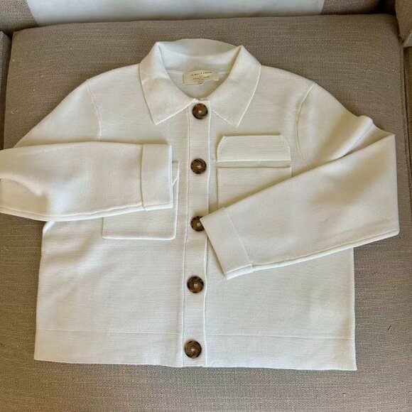 BEST Sezane Betty Cardigan XSmall Ecru Ivory White French Wool Causal Classic - Picture 4 of 9